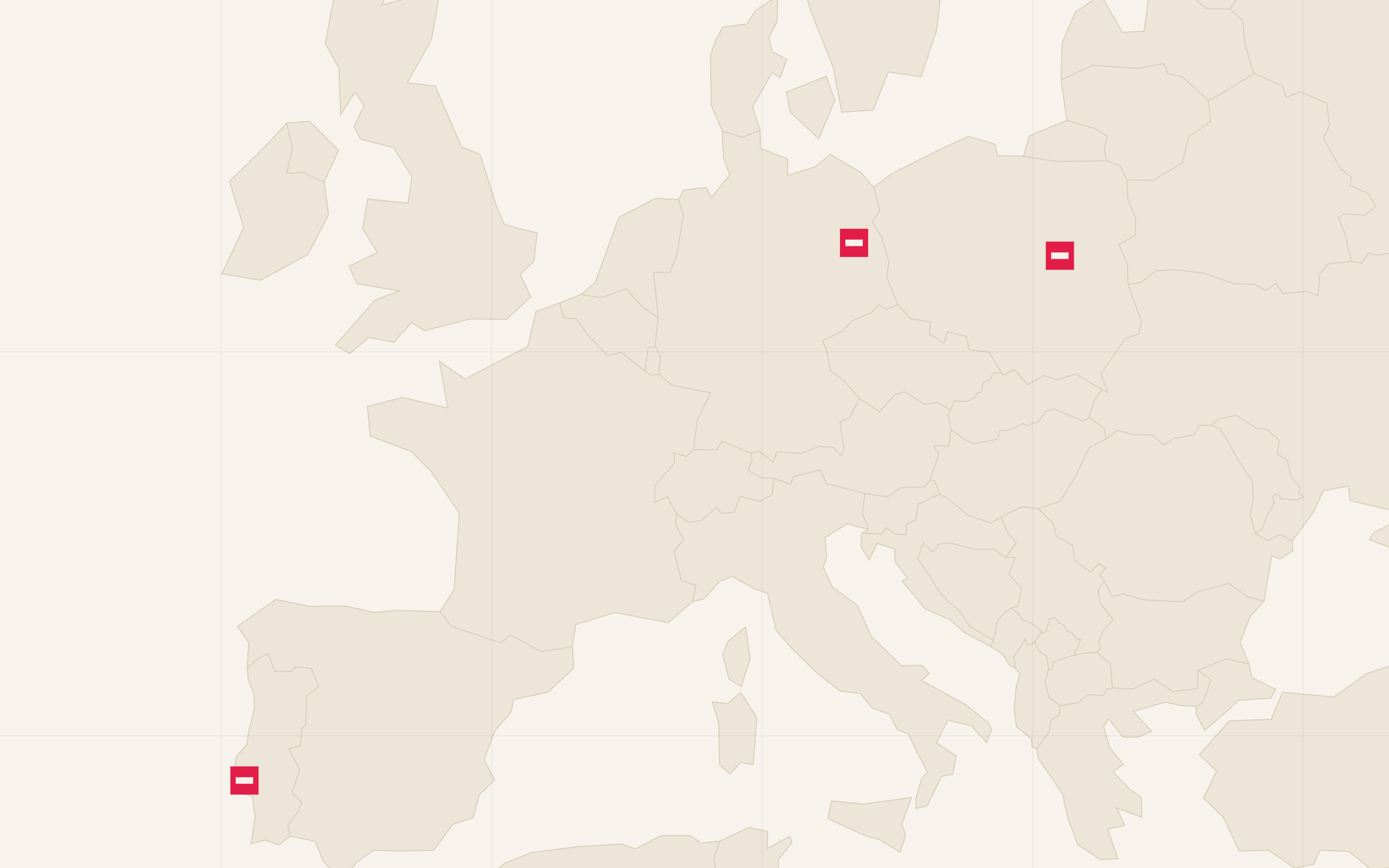 Map of Europe with founder pins
