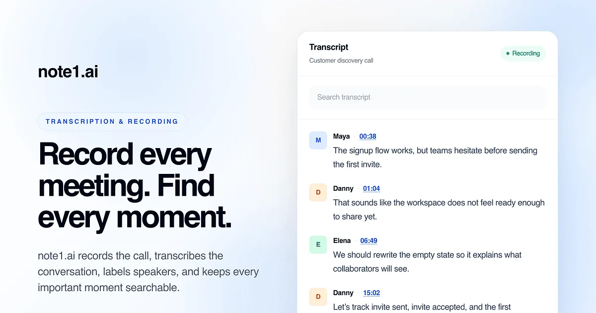 note1 | AI Note Taker & AI Meeting Assistant
